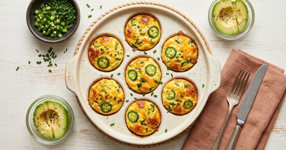 Air Fryer Cheddar Jalapeño Egg Bites (Creamy Keto Side)