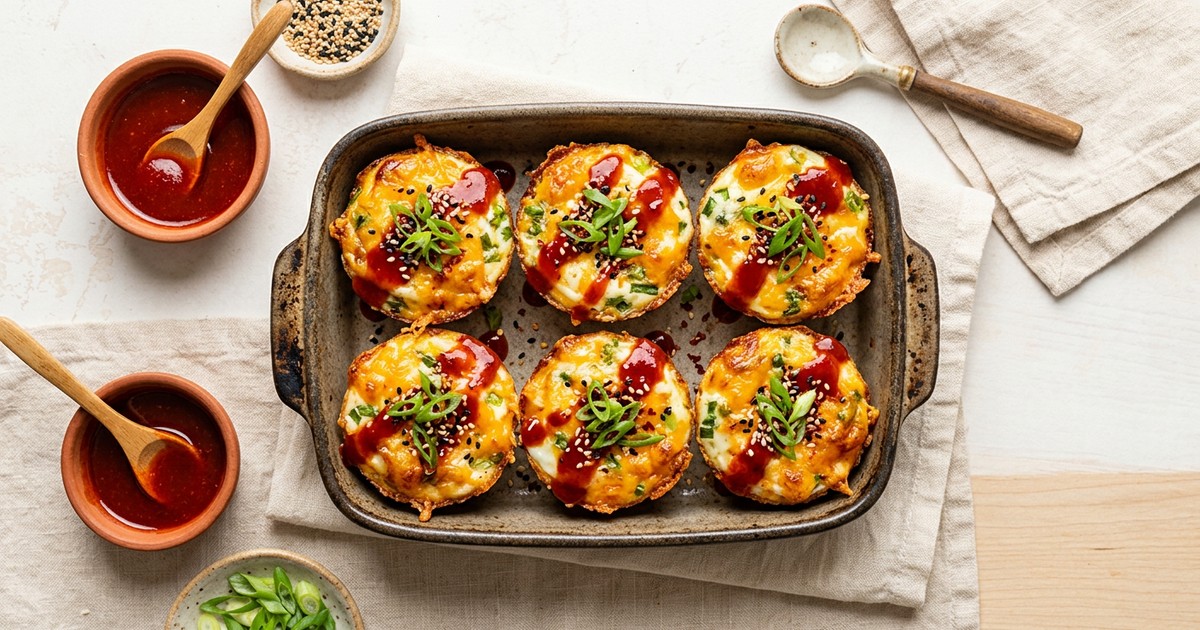 Air Fryer Korean Cheese Egg Cups with Gochujang Butter