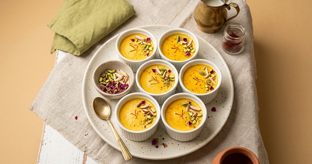 Air Fryer Rasmalai Custard Cups with Saffron & Cardamom