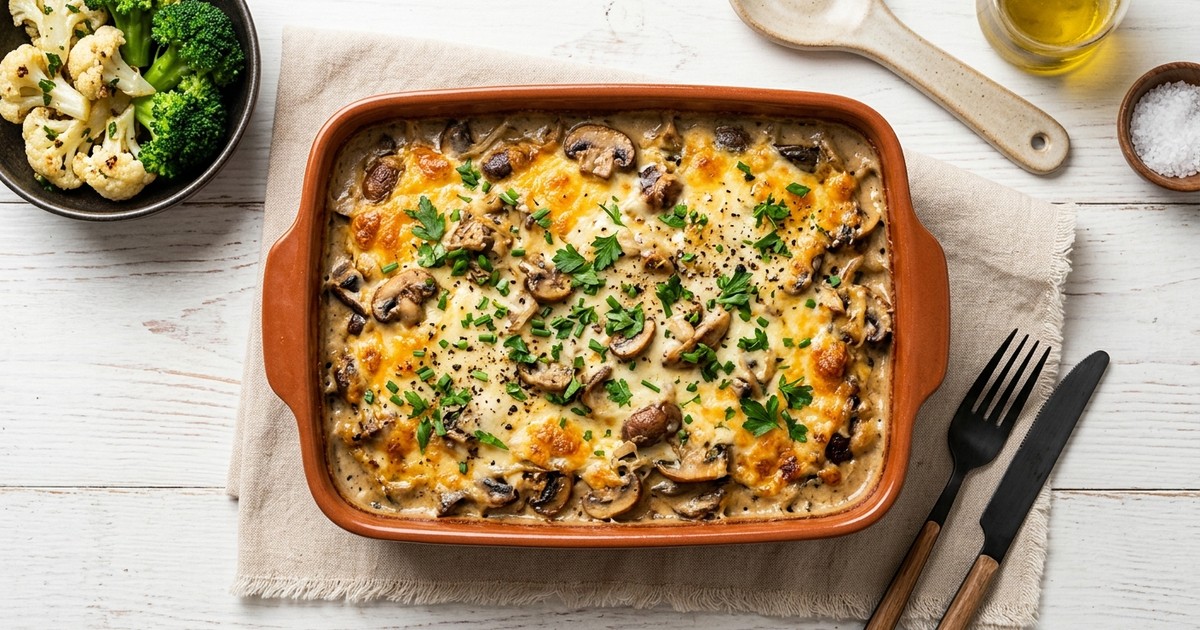 Batch-Prep Coconut Cream Mushroom Stroganoff Bake