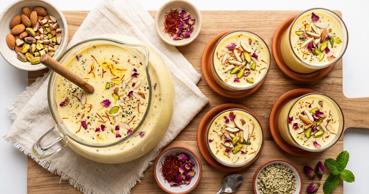 Batch-Prep Keto Thandai with Saffron, Rose Water & Toasted Almonds