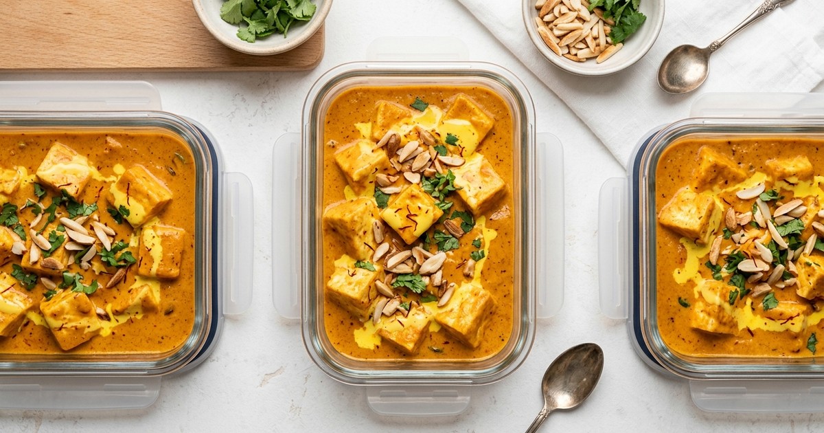 Batch-Prep Shahi Paneer with Saffron Cream & Toasted Almonds