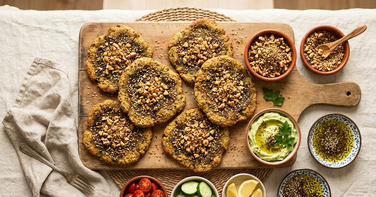 Batch-Prep Za'atar Almond-Flax Flatbreads with Walnut Dukkah Crumble