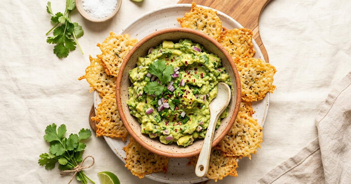 Keto Guacamole with Cheese Crisps