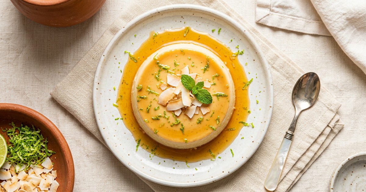 One-Pan Mexican Coconut Tres Leches Flan with Lime Zest