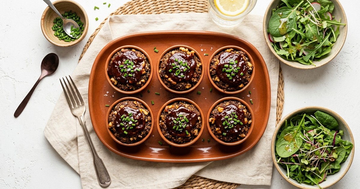 Smoky BBQ Walnut & Hemp Meatloaf Cups with Sugar-Free Glaze
