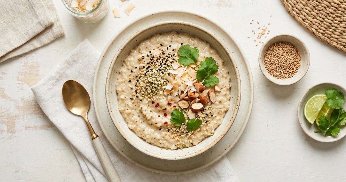 Thai Coconut Sesame Breakfast Porridge with Hemp Hearts