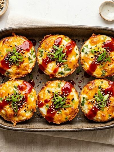 Air Fryer Korean Cheese Egg Cups with Gochujang Butter