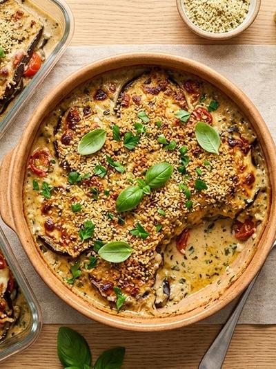 Batch-Prep Italian Coconut Cream Melanzane with Hemp Parmesan