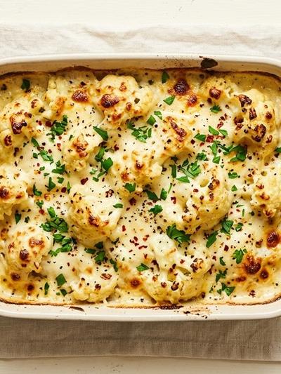 Batch-Prep Italian Mascarpone-Ricotta Cauliflower Gratin