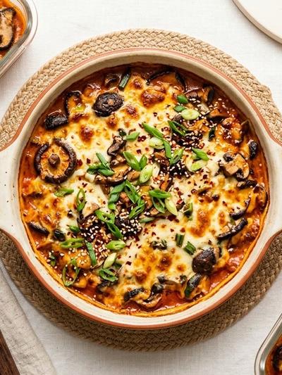 Batch-Prep Korean Gochujang Mozzarella & Mushroom Bake