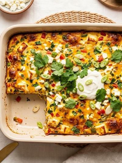 Batch-Prep Mexican Three-Cheese Breakfast Bake with Avocado