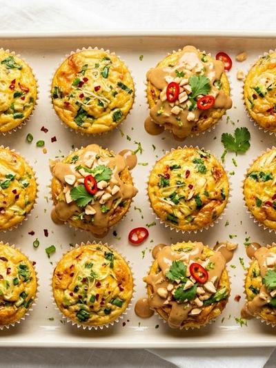 Batch-Prep Thai Lemongrass Egg Muffins with Coconut-Peanut Drizzle