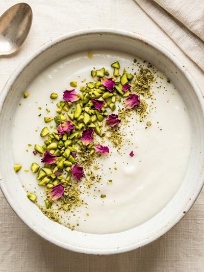 Keto Coconut Mahalabia with Rose Water and Pistachios