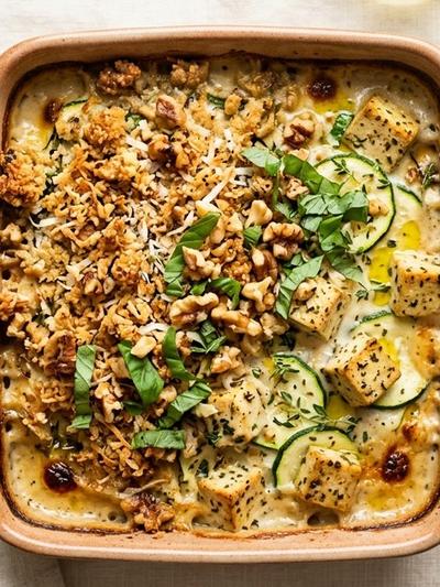 Meal-Prep Italian Coconut Cream Tofu Gratin with Walnut Crumble