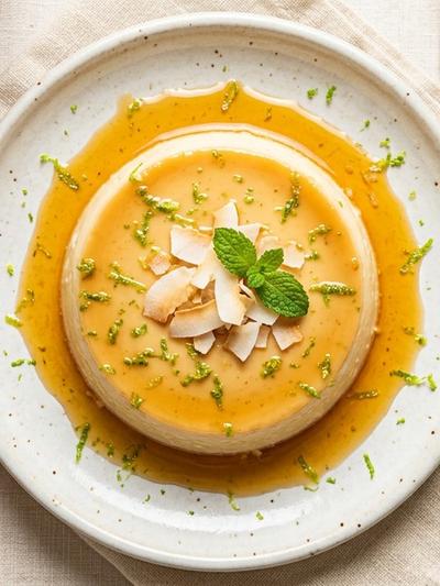 One-Pan Mexican Coconut Tres Leches Flan with Lime Zest