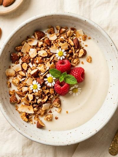 One-Pot Vegan Coconut Panna Cotta with Amaretto Almond Crumble
