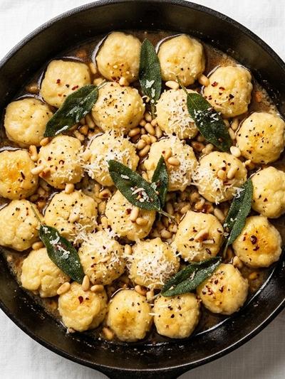 One-Skillet Ricotta Gnudi with Brown Butter and Crispy Sage